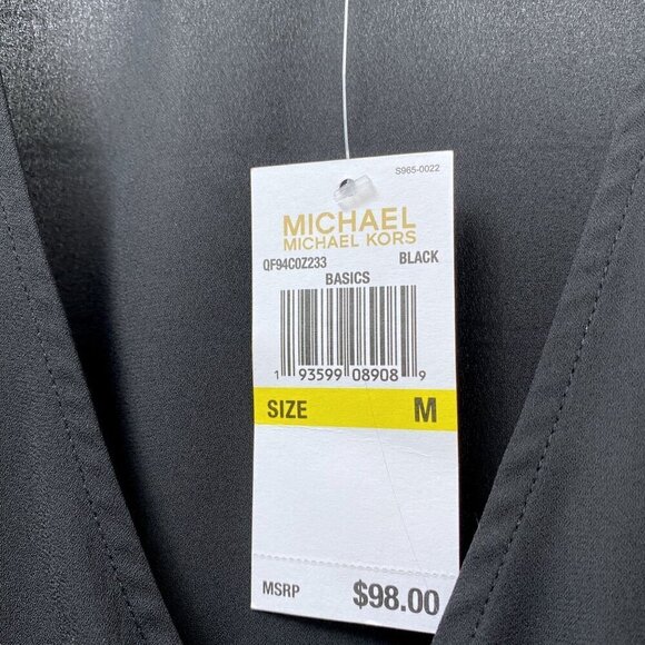 MICHAEL Michael Kors Womens Top Medium Black Blouse Logo Zip 3/4 Sleeve NWT - Picture 6 of 11